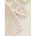 thumbnail image 6 of Gzhioc Infant Baby Boys Girls Fall Romper 0 3 6 9 12 18 24 Months Knitting Ribbed Surface Round Neck Long Sleeve Solid Color Crotch Button Bodysuit, 6 of 9