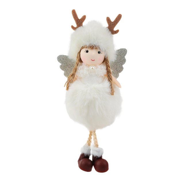 Muñeca de Navidad Antler Ángel Small Charm Linda Asta Blanca Rojo Verde 19 cm x 7 cm