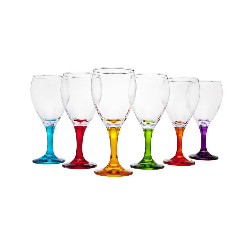 Studio Multi Color set of 6 Wine Glasses 8 oz.