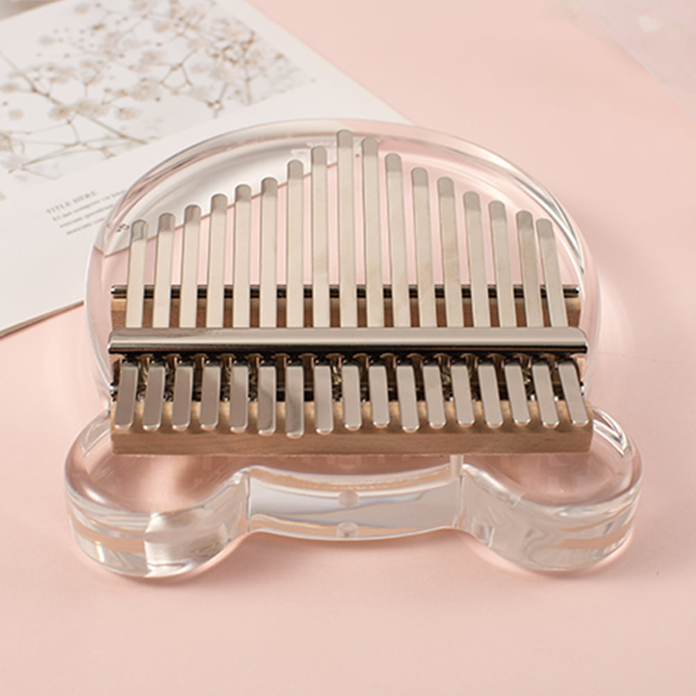 REAWOW Crystal Kalimba Transparent Bear Thumb Piano 17 Notes Acrylic Plate Finger Piano Musical Instrument Gifts for Kids Adult Beginners with Stand Holder And Protective Box 