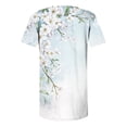 thumbnail image 5 of Thousandth Plus Size Tops for Women Floral Print V-Neck Henley Blouse Pleated Casual Tunic Tops Short Sleeve Breathable Loose Fit Pullover with Buttons, 5 of 6