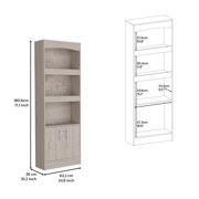 Home Office Desks, 2 Piece Office Set, Dozza Bookcase + Aramis Desk, Light Gray, Light Gray Office Desks,Particle Board Computer Desks, Furniture Office Desks & Work Surfaces