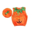 thumbnail image 1 of Diconna Babies Halloween Clothes Set Orange Pumpkin Pattern Tops and Cap, 1 of 10