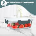 thumbnail image 2 of 30 Oz 5 Pack Glass Meal Prep Containers with Lids - Dishwasher, Microwave, Oven & Freezer Safe, 2 of 6