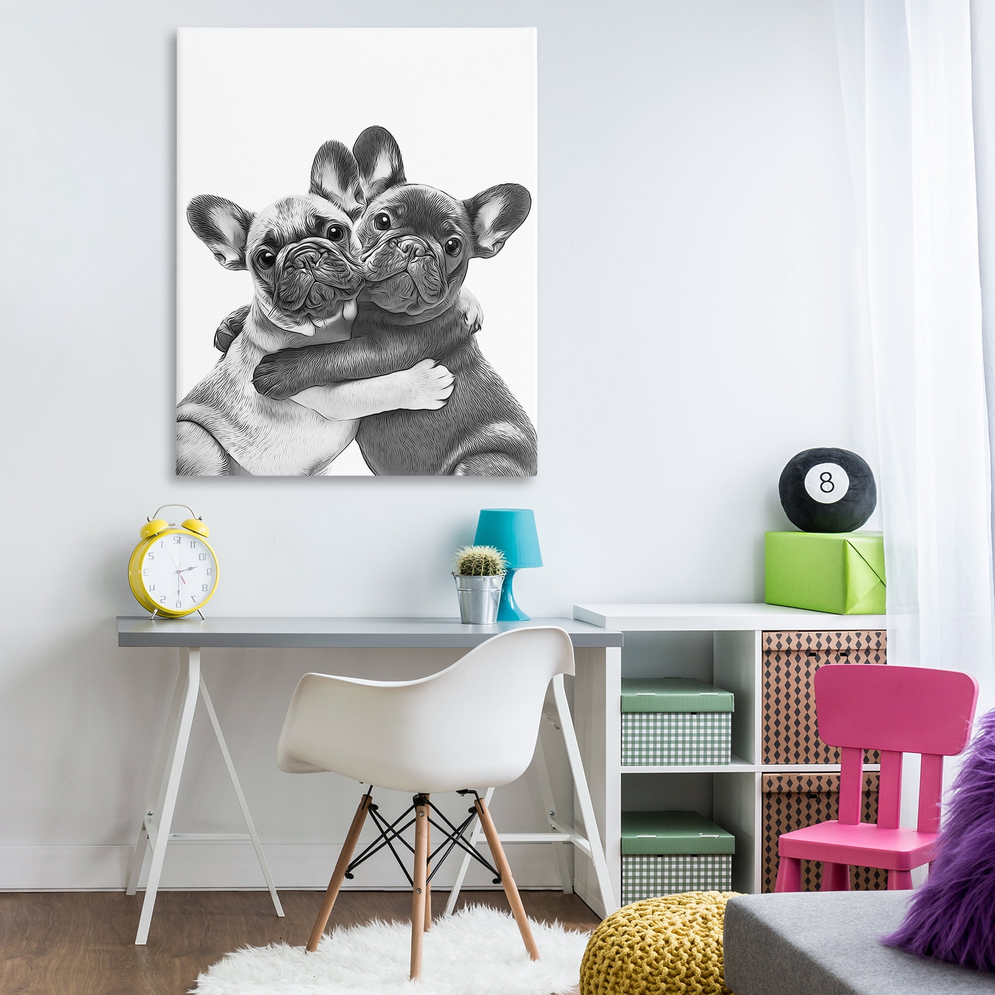 Stupell Industries Hugging Dog Pair Animals & Insects Painting Gallery Wrapped Canvas Art Print Wall Art, 36 x 48