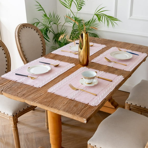 Nsxcdh Napperons Serviettes Épaisses et en Lin avec Pompon Napperons Isolés Napperons Beaux et Pratiques Tapis Isolant de Table