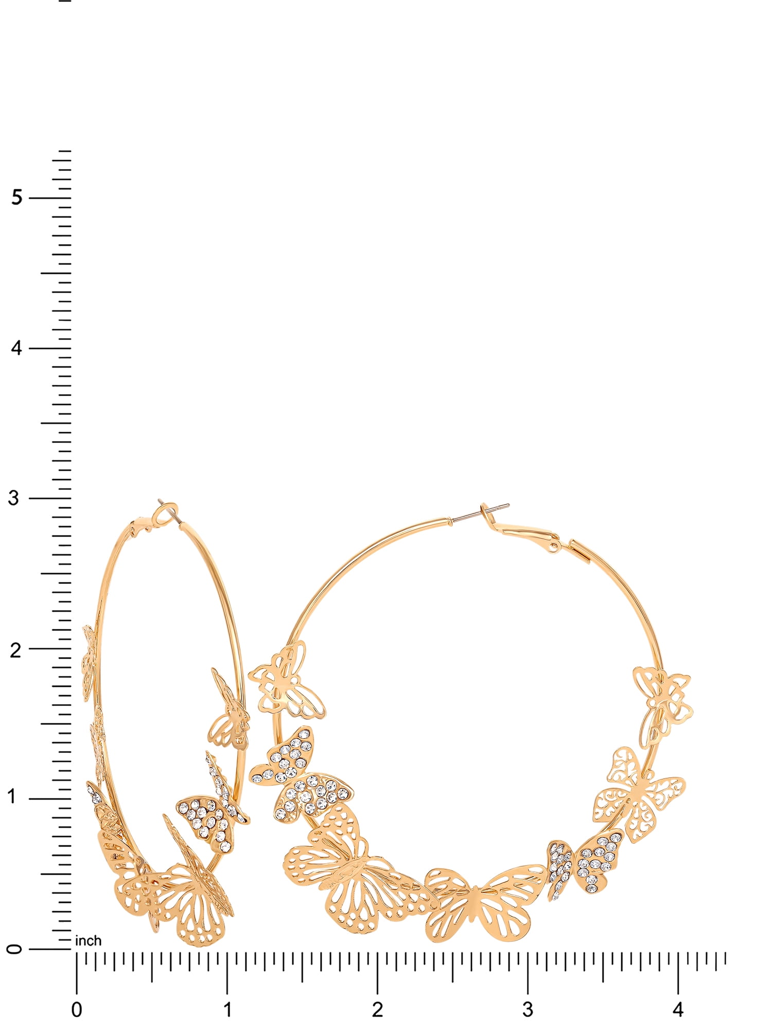 Jessica Simpson Women’s Butterfly Hoop Earrings, Goldtone