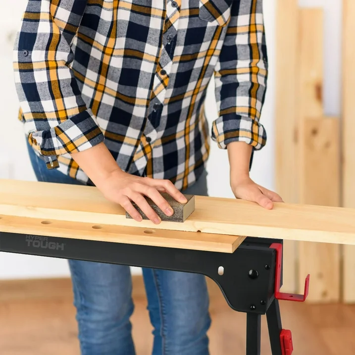 Hyper Tough Hyper Stack Foldable Metal Sawhorse, 450 lb Weight Capacity, Heavy-Duty
