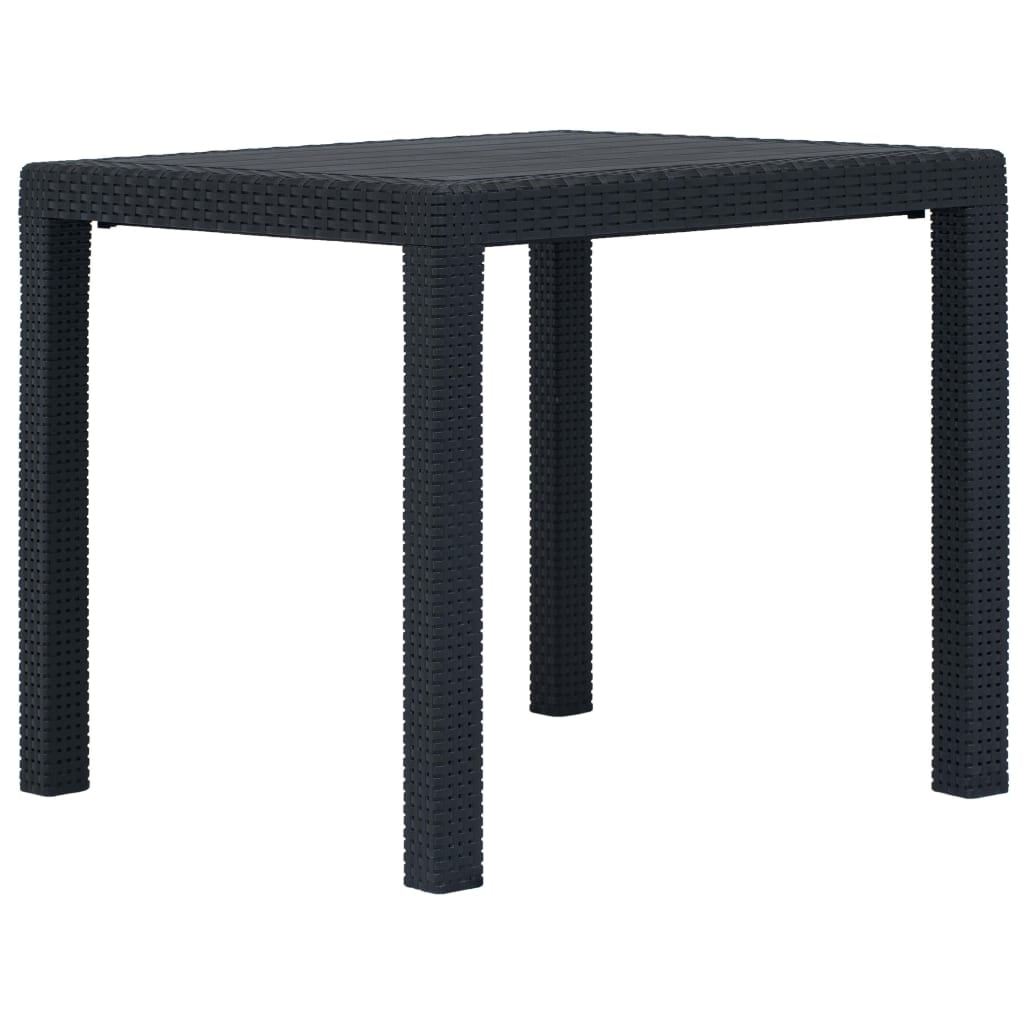 Fyydes Patio Table Black 31.1"x31.1"x28.3" Plastic Rattan Look,Outdoor