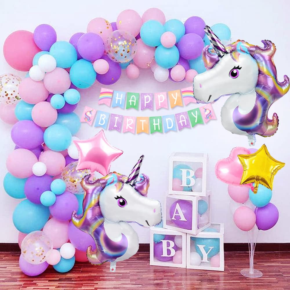 Unicorn Party Supplies Set - Rainbow Unicorn Party Decorations for Gir –  WERNNSAI