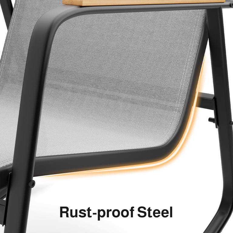 Noelse 3-Piece Patio Bistro Set with Rocking Chairs, Gray photo 6