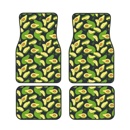 Cauagu Fresh Avocado Pattern Car Floor Mat Set of 4 Car Carpet Mats Car Mats with Anti-Slip Backing & Driver Heel Pad Universal Fit for Cars/Trucks/SUV/Vans