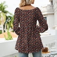 thumbnail image 4 of Blusa plisada de manga larga con cuello en V para mujer con puños ahumados, 4 of 6
