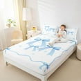 thumbnail image 4 of Feelyou Fashion Blue Ribbon Bed Sheets for Teens, Chic Stars Print King Sheets, Kawaii Cartoon Bow Sheet Set, Super Cozy Room Decor, 4pcs, 4 of 7