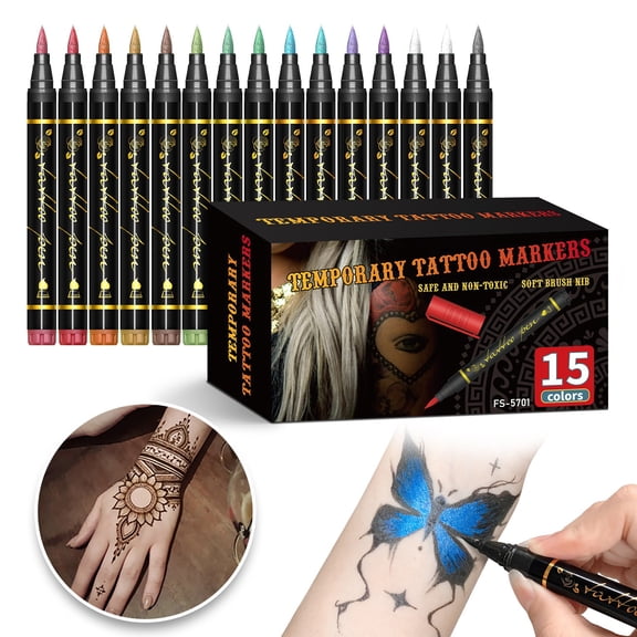 MEAKKAO Temporary Tattooss Pen Detachable Tattooss Body Marker Temporary Tattooss Body Painting Marker 15*2ml