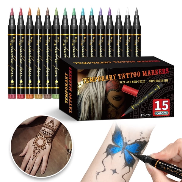 Marcador de tatuajes temporales, marcador corporal desmontable, marcador de pintura corporal, marcador de color