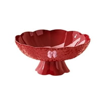 Fruit Bowl for Kitchen Counter, Decorative Bow Footed bowl, Modern Fruit Stand for Home Living Room Decor (Red)