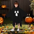 thumbnail image 5 of Yuncity Halloween Kids Cape Ghost Face Hooded Sleeveless Cloak Casual Soft Loose Fit Fall Winter Poncho Holiday Party Cosplay Clothes Black, 5 of 6