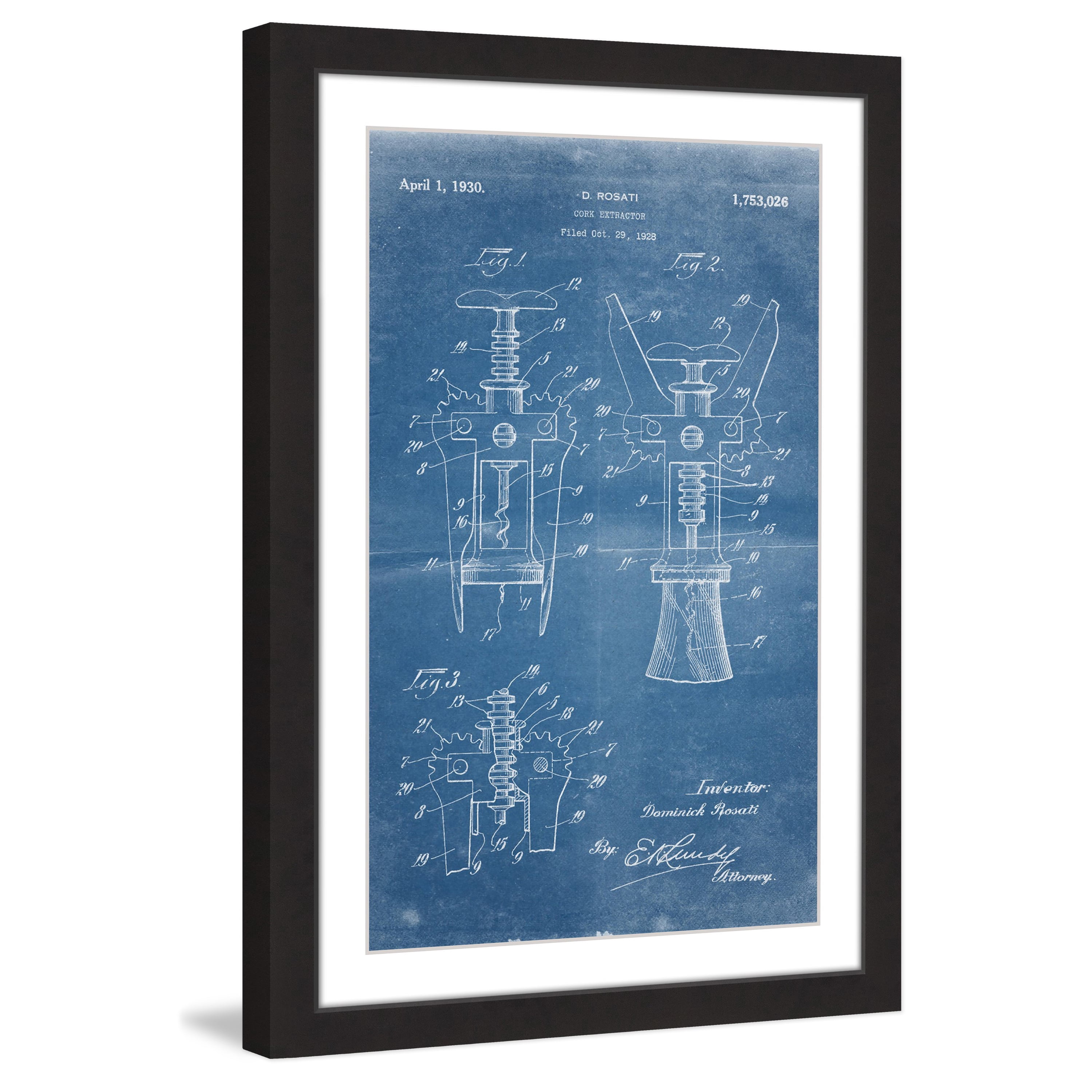 "Cork 1928 Blueprint" Framed Painting Art Print