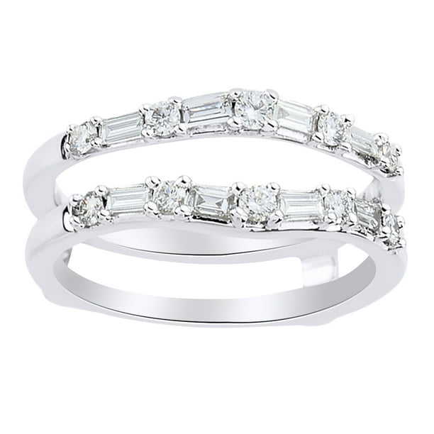 Jewel Zone US Round & Baguette Cut White Diamond Ring Guard Enhancer