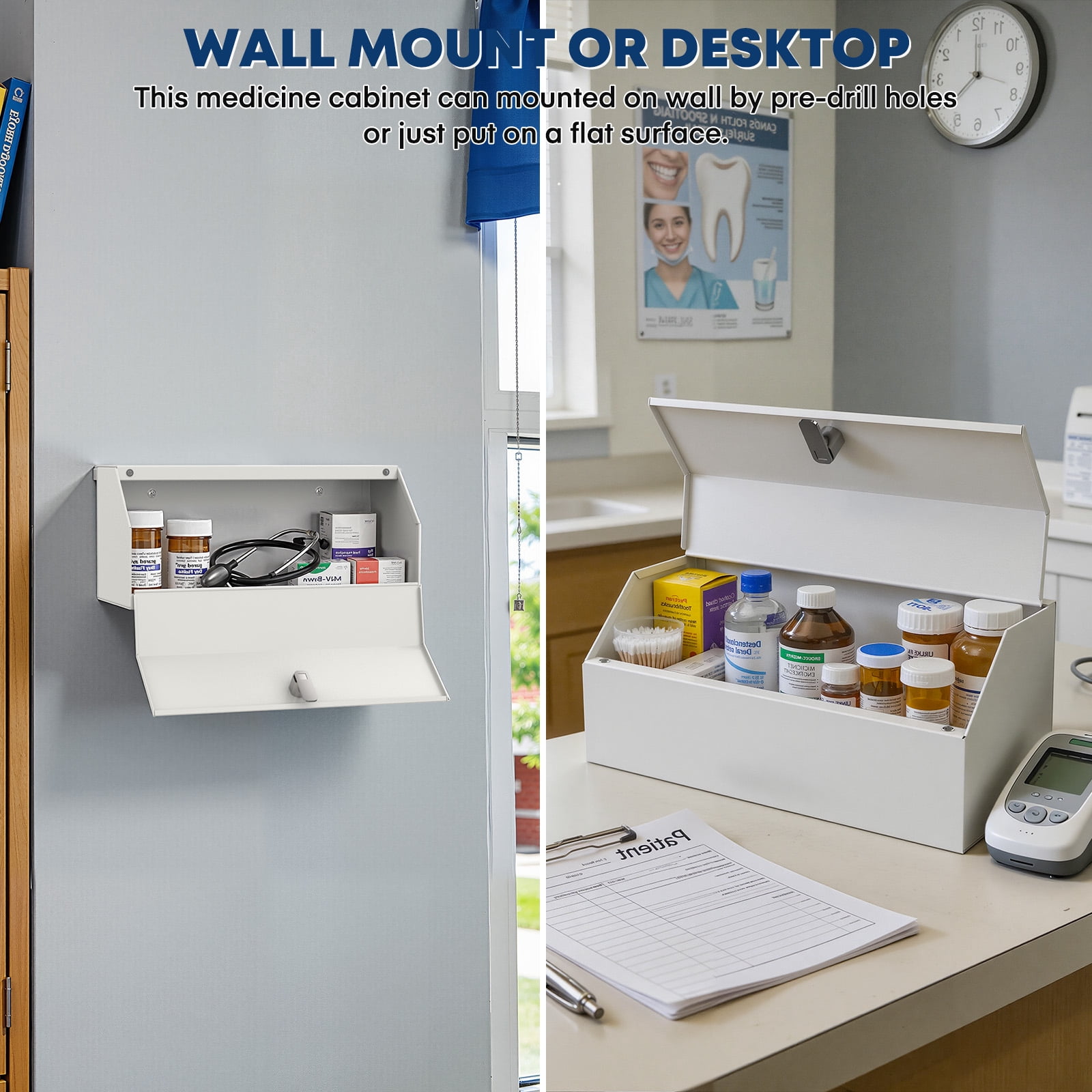 Medication Lock Box - Lockable Medicine Cabinets Wall Mount for Prescriptions and Personal Medicines