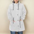 thumbnail image 4 of MIUOWANP Fall Jacket Women Trendy Women Fashionable Hooded Drawstring Button Jacket With Zipper Pocket Mid Length Jacket For Winter/Fall White L, 4 of 4