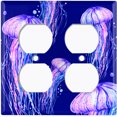 thumbnail image 2 of Metal Switch Wall Plate Outlet Cover (Ocean Jellyfish Purple - Double Duplex), 2 of 2