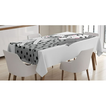 

Pug Tablecloth Girl Holding Her Pug Sad Looking Animal Affection Between a Pet and Owner Image Rectangular Table Cover for Dining Room Kitchen 60 X 90 Inches Black Grey White by Ambesonne