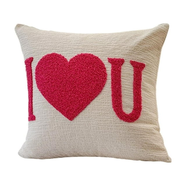 Decoraciones para San Valentín, adornos para San Valentín, regalos para San Valentín, almohada bordada con forma de corazón para sofá, cama, funda de cojín, decoración del hogar.