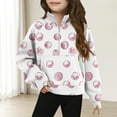 thumbnail image 2 of Crop Sweatshirts Pullover for Girls Printed Long Sleeves Tops Casual Zipper Fleece Sweater with Pockets Crew Neck Oversized Pullover Cotton Clothes Casual Comfy Fall Winter Warm Sweatshirts Kids Coat, 2 of 5