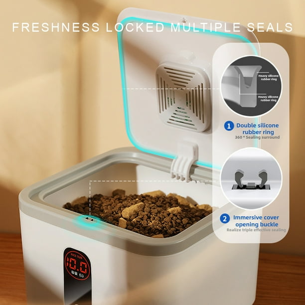 BeesClover Pet Food Storage Container Simple Modern Thickened Airtight Dog Food Cat Food Container LED Display Multiple Capacity Snack Storage Airtight Container Walmart
