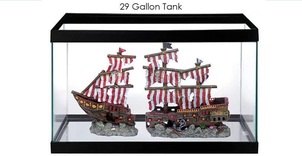 Penn-Plax Grand Bateau Pirate – Belle décoration d'aquarium pour grands aquariums et terrariums (40 gallons et plus).