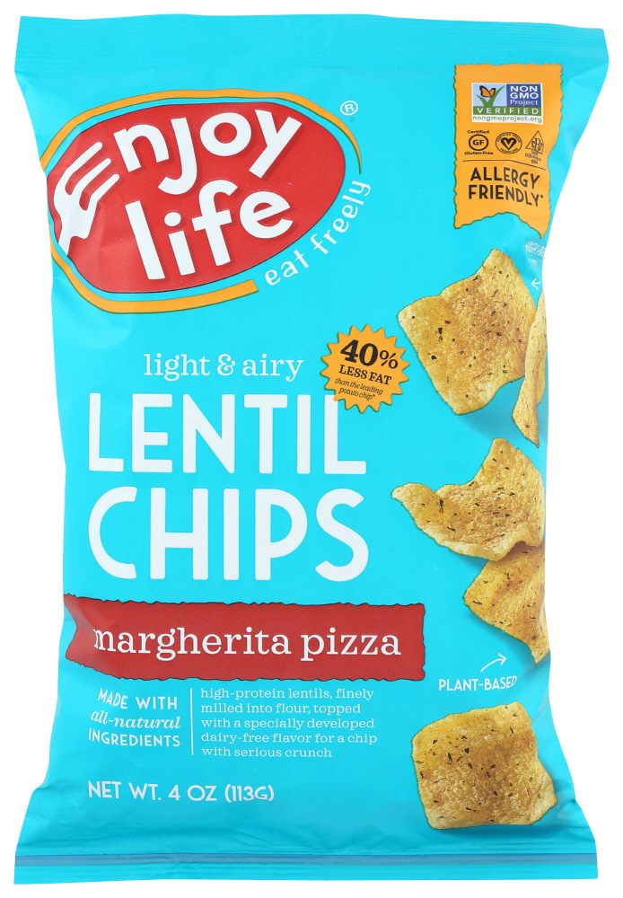 Enjoy Life Plentils Margherita Pizza Lentil Chips, 4 oz, (Pack of 12