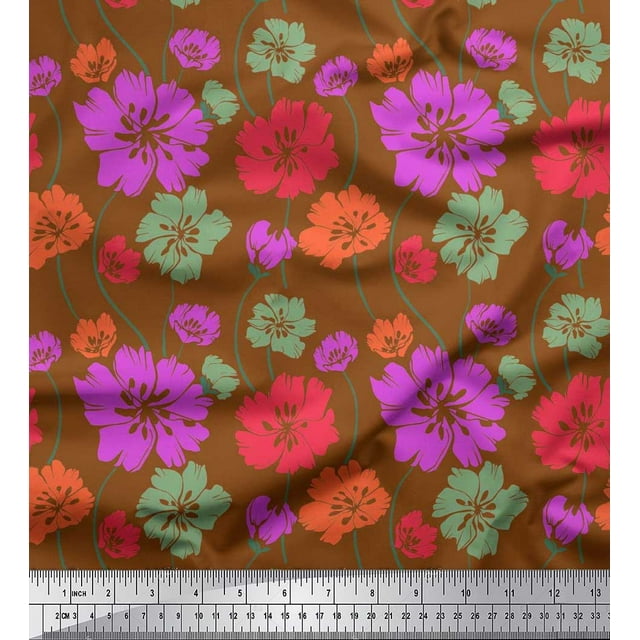 Soimoi Rayon Fabric Artistic Floral Print Fabric by the Yard 42 Inch Wide