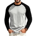thumbnail image 3 of GrmtClth Men's Shirts Color Block Raglan Long Sleeve Classic Baseball Moisture Wicking Fitness Casual Tops Light Gray 3XL, 3 of 5