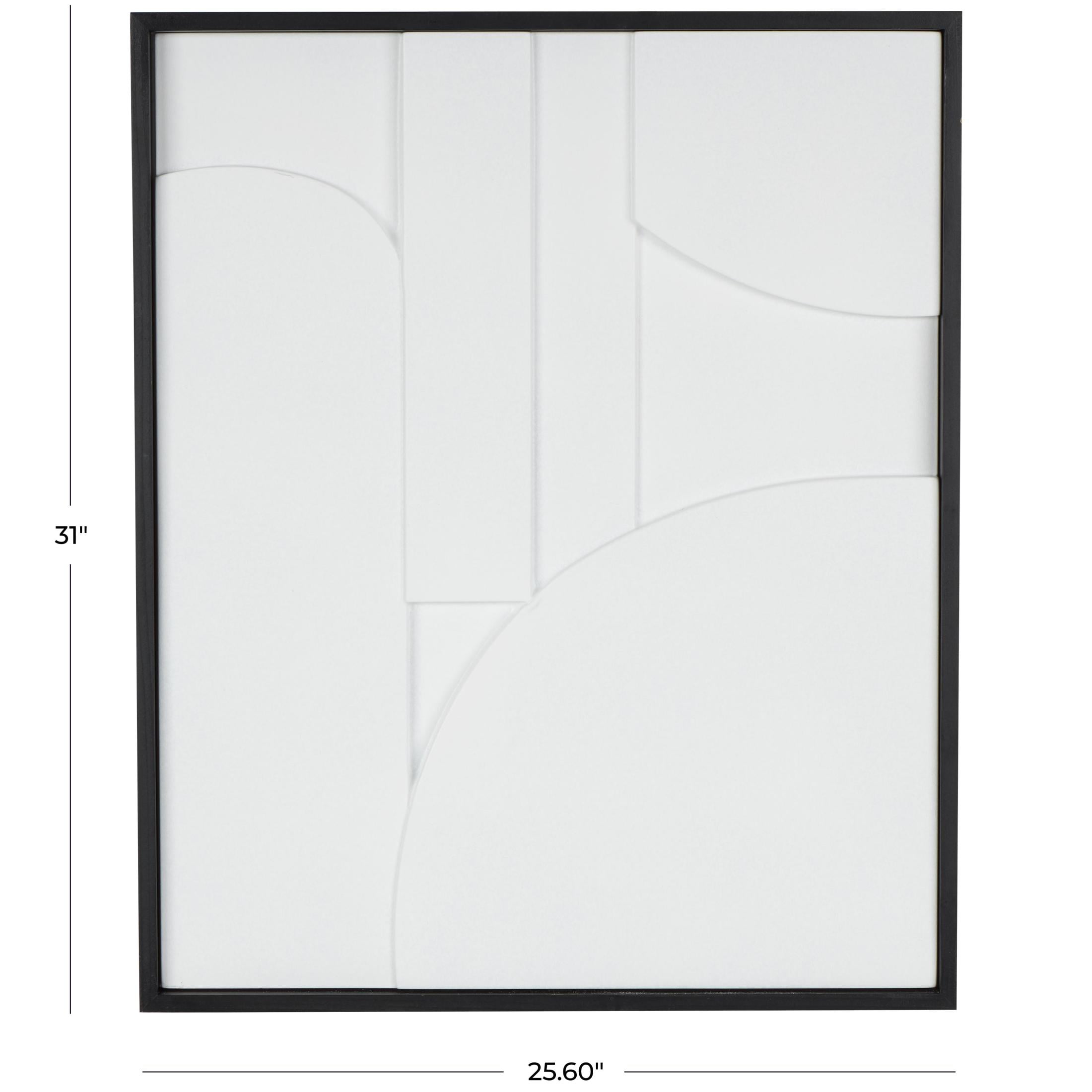 26" x 31" Dimensional Curved Art Deco Geometric Framed Wall Art with Black Wooden Frame, by DecMode