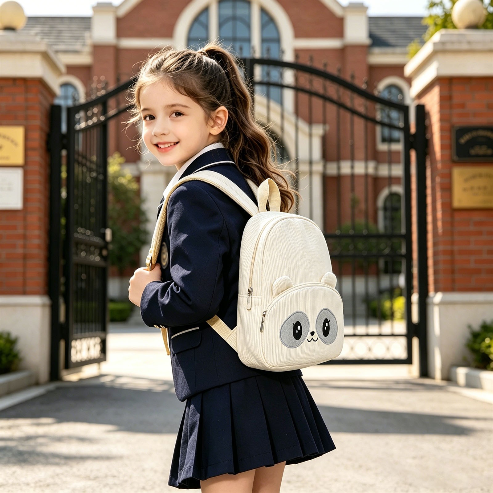 Mochila para niños, de pana, para regreso a clases, con diseño de dibujos animados de animalitos, liviana, para preescolar, casual para actividades escolares 2