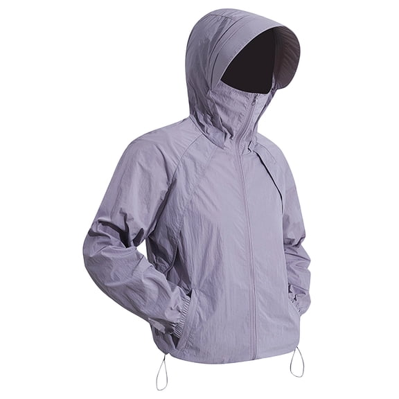 UAMVSH Mens Sun Protection Hoodie Pleated UPF 50 Long Sleeve Jacket Lightweight Breathable Full Zip Hooded Top for Outdoor Hiking