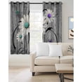 thumbnail image 2 of Vintage Daisy Blackout Curtains 63 Inch Length Blue Purple Flowers Lines Wood Grain Thermal Insulated Window Curtain Window Drapes 2 Panels for Bedroom Living Room 42"Wx63"L, 2 of 9