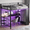 Black/Twin Size, variant on Zimtown LED Light Queen Loft Bed, 3-in-1 Bunk Bed Frame with Desk and Wardrobe, Black