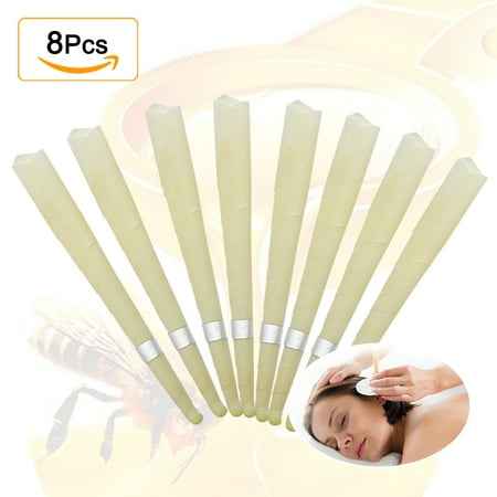 - Ear Wax Removal Candle -- 8 Pack AUCHEN Beeswax Candling Cones Ear Candles Wax Removal, 100% All-Natural Beeswax Non-Toxic Cylinders Unscented Hollow Beeswax Candles with Protective Disks