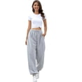 thumbnail image 5 of 2026 Petite Sweatpants for Women Baggy Drawsting High Waisted Wide Leg Sweat Pants Casual Workout Joggers with Pockets Light Gray M, 5 of 6