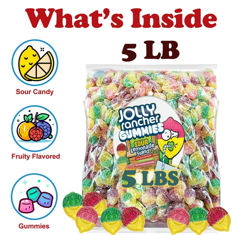 Jolly Rancher Gummies Sour Lemonade Stand Mix, 5 Lbs Bulk Gummy