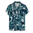 thumbnail image 1 of Camisas De Lino Para Hombre Camisa de manga corta con estampado de cuello para hombre Camisa de manga corta suelta casual (Dark Blue, XL), 1 of 4