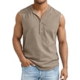 thumbnail image 2 of Gamivast Linen Tank Tops for Men Band Collar Sleeveless Beachwear Casual Sleeveless Shirts Regular Fit Solid Lightweight Soft Muscle Shirts Summer Tops, 2 of 5