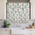 thumbnail image 2 of Flamingo Curtain Valances Set Monstera Palm Leaf Summer Tropical Plants Kitchen Curtains 24&nbsp;inch Length Rod Pocket Valance and Tiers 3 Piece Set Small Bedroom Bathroom Laundry Decor, 2 of 9