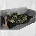 thumbnail image 6 of Yellow Damask Soft Flannel Fleece Throw Blanket, Graphic Abstract Flowers Circular Frame Leaves Image, Cozy Plush for Indoor and Outdoor Use, 70" x 90", Pale Yellow and Black, by Ambesonne, 6 of 6