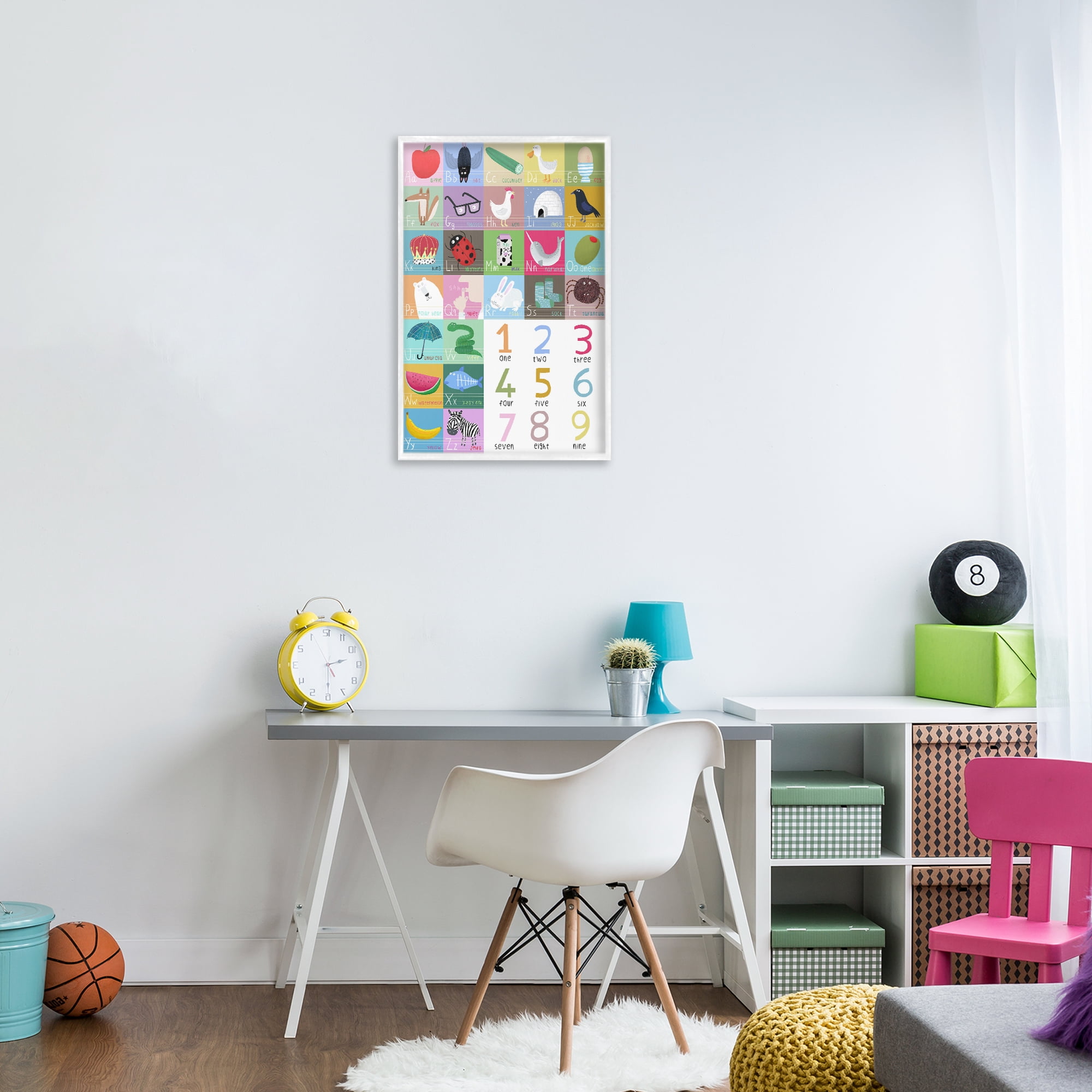 Stupell Industries Counting & Alphabet Learning White Framed Giclee Art, design by Carla Daly
