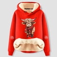 thumbnail image 2 of SRZYMJ Highland Cow Women's Casual Winter Warm Sherpa Lined Hooded Sweatshirt Funny Graphic Heavyweight Pullover, 2 of 3