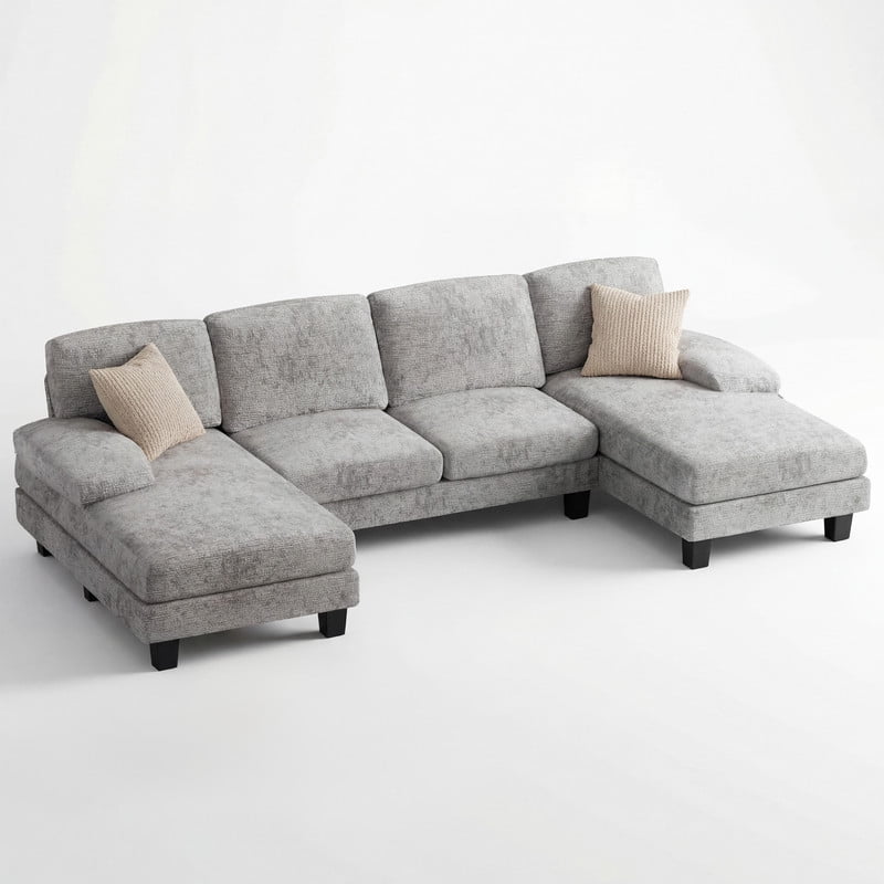 Vineego 105" Cloud U-shape Sectional Sofa Modern Modular Oversized Couches for Living Room,No Assembly Required,Gray